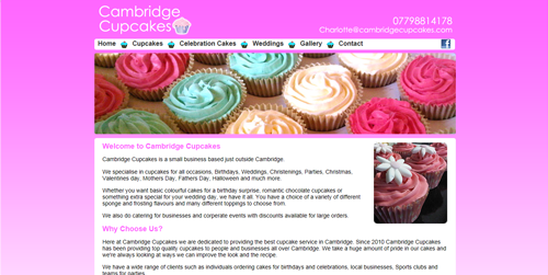 A Website Design for Cambridge based company Cambridge Cupcakes